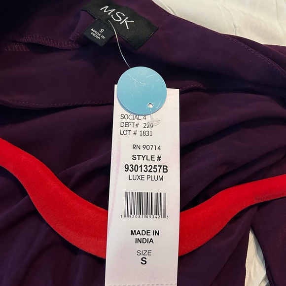 NWT MSK cold shoulder rhinestone sleeve plum dress - Picture 4 of 4